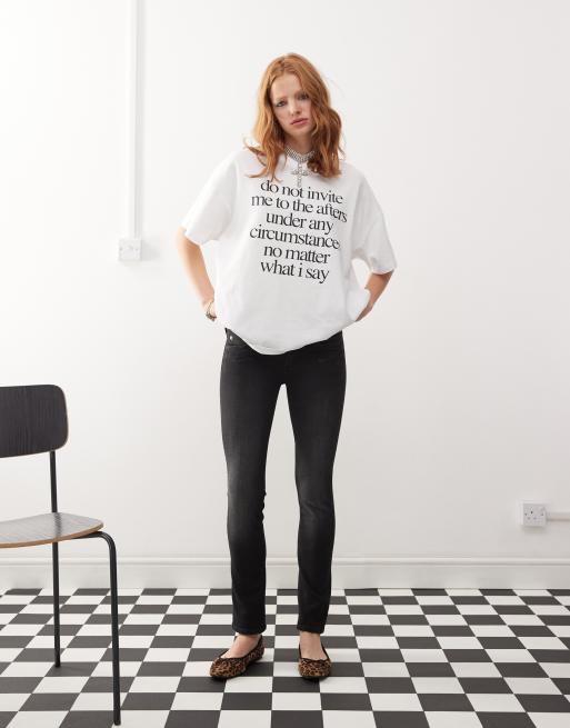 Cheap Monday - Sleezie Low - Vasket sorte skinny-jeans med lav talje og ekstra stretch