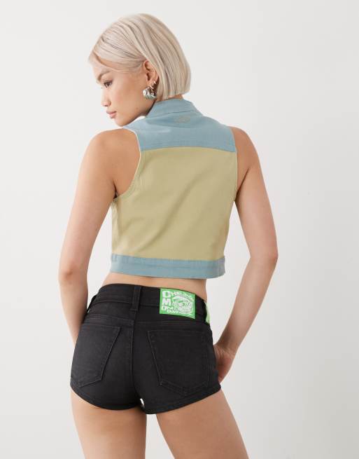 Cheap Monday – Sleezie – Svarta, tvättade hotpants-shorts i denim, 4 av 5
