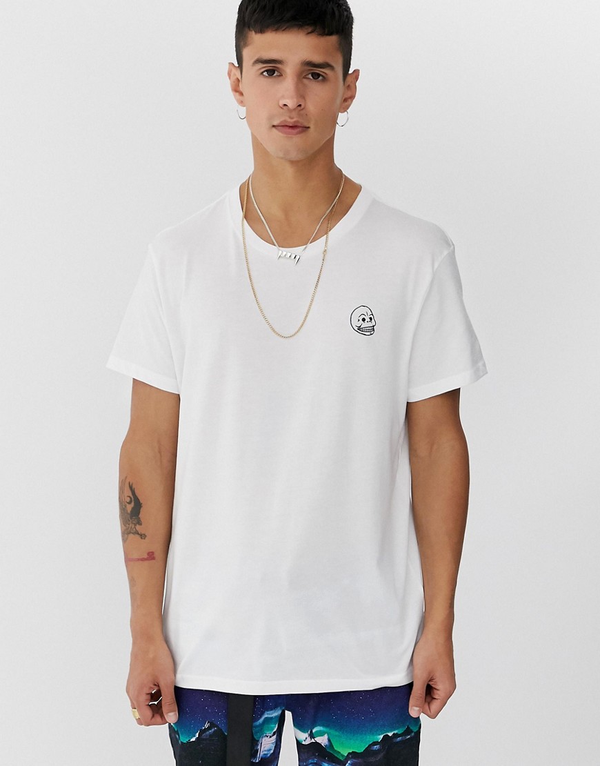 Cheap Monday - Standard T-shirt met klein doodshoofd-Wit