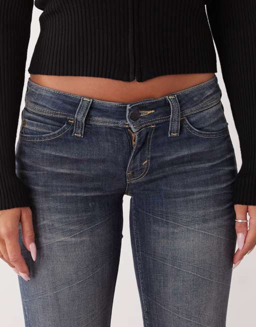 Cheap Monday – Stretch-Schlagjeans mit niedrigem Bund und Waschung in Stahlblau , 5 von 5