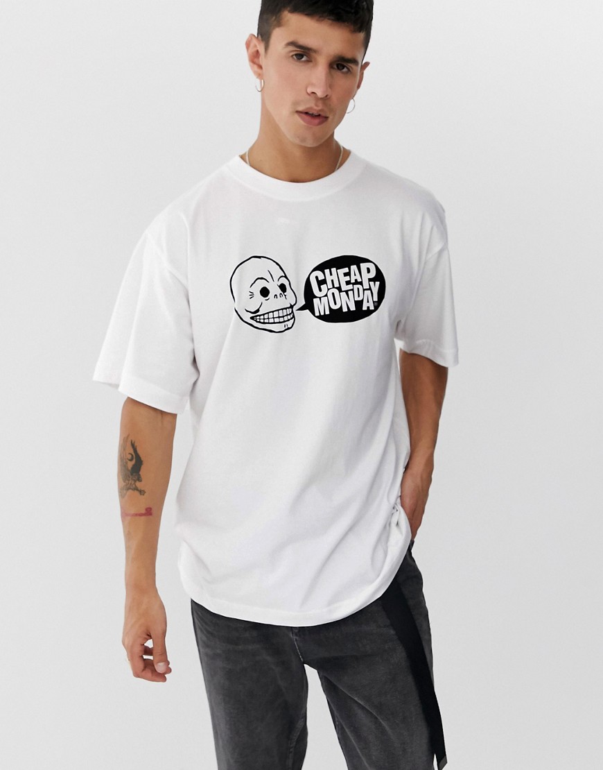 Cheap Monday - T-shirt con logo a fumetto-Bianco