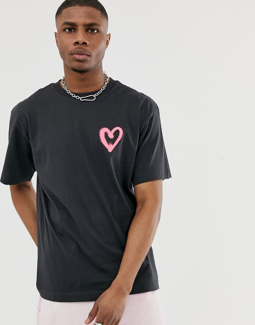 Cheap Monday - T-shirt met hart-Zwart