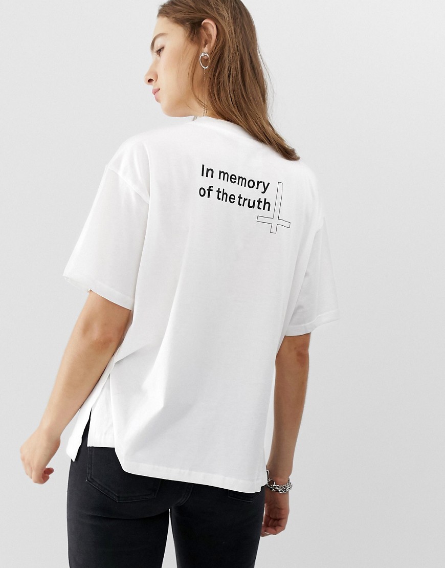 Cheap Monday - T-shirt met slogan op de rug-Wit