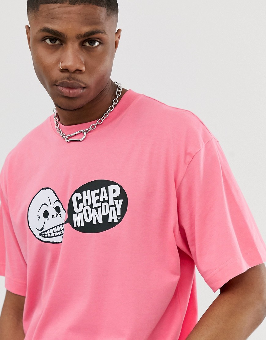 Cheap Monday - T-shirt met speech-logo-Roze