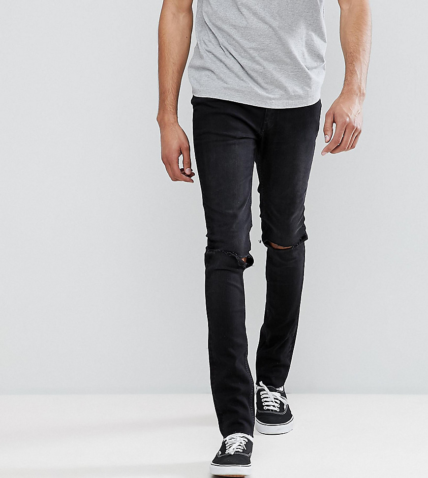 Cheap Monday TALL ztrakke zwarte skinny jeans met kniescheuren