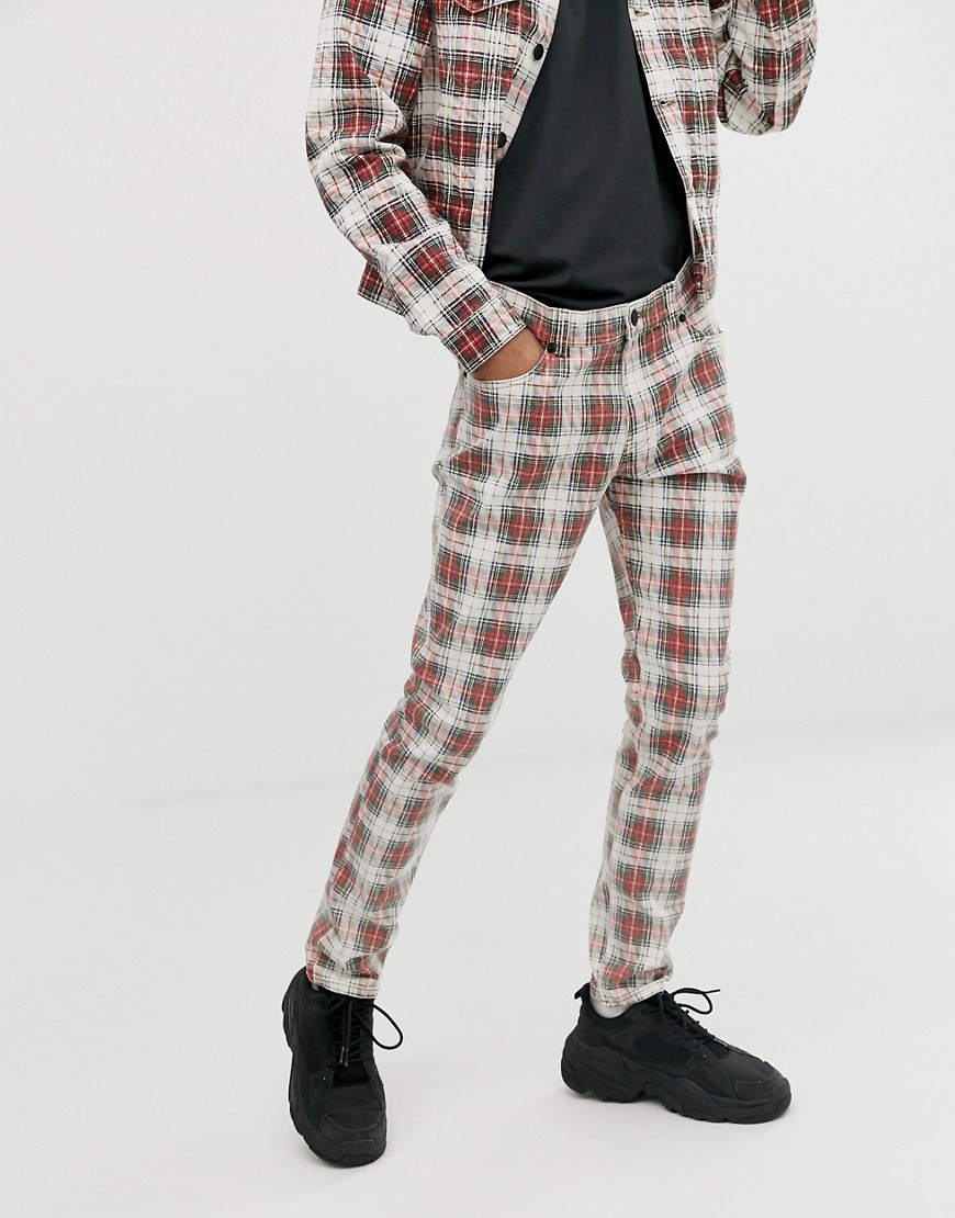 Cheap Monday Tight skinny jeans in red check