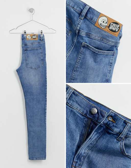 Cheap Monday – Tighta, skinny jeans i "fair blue"-tvätt, 3 av 4