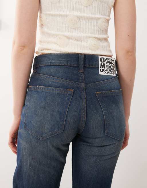 Cheap Monday Unisex Anti rigid straight leg jeans in vintage blue wash