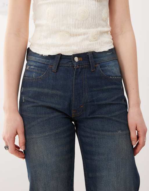 Cheap Monday Unisex Anti rigid straight leg jeans in vintage blue wash