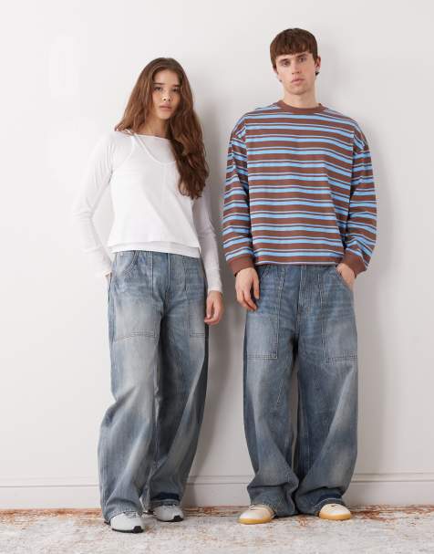 Cheap Monday – Unisex – Dunno – Blå, tvättade och superbaggy skaterjeans - view 1