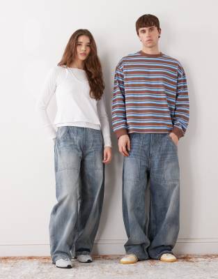 Cheap Monday Unisex Dunno Super Baggy Skater Jeans In Blue