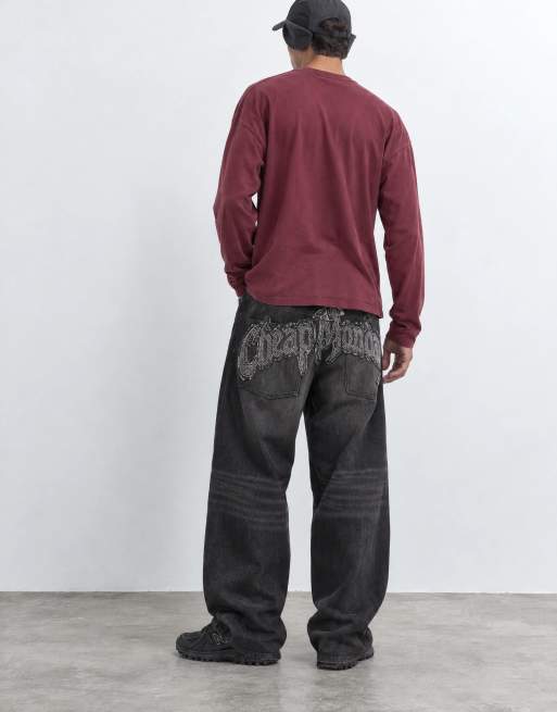Cheap Monday utsmyckade baggy jeans med ledig passform i svart tvätt, 10 av 10