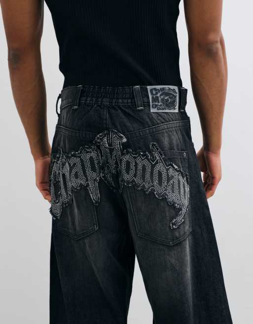 Cheap Monday utsmyckade baggy jeans med ledig passform i svart tvätt, 2 av 10