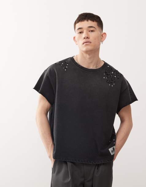 Cheap Monday x Landon Barker boxy fit t-shirt with Swarovski embellishmnent in black - view 1