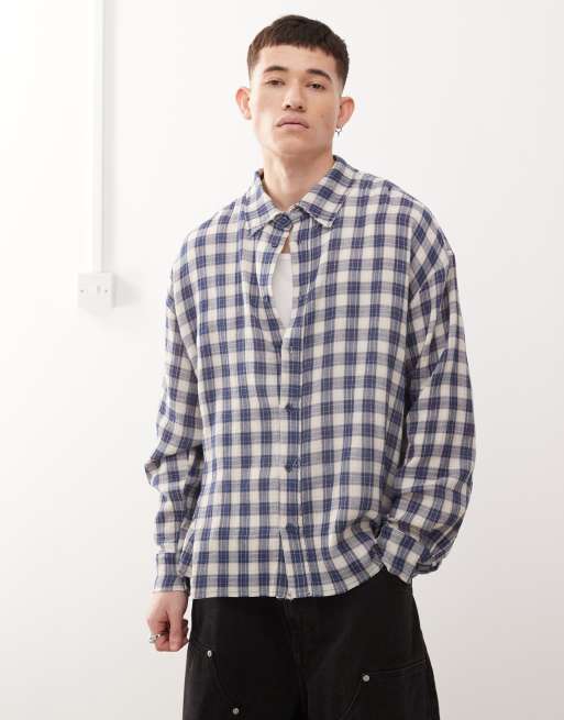 Cheap Monday x Landon Barker - Camicia squadrata blu e gialla a quadri