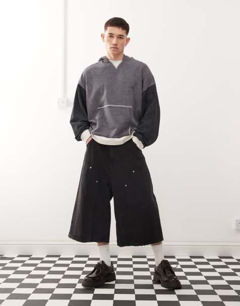Cheap Monday x Landon Barker – Dunno – Svarta, långa jeansshorts - view 1