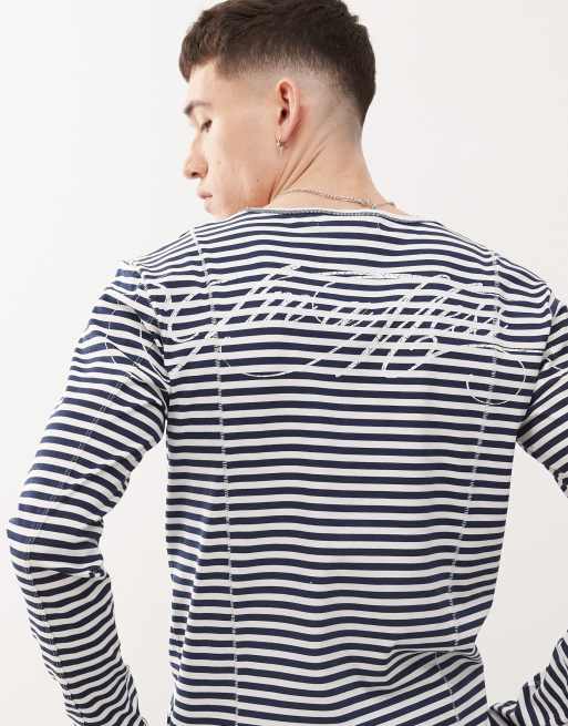 Cheap Monday x Landon Barker long sleeve t-shirt with back print in black and white stripe, 2 of 4
