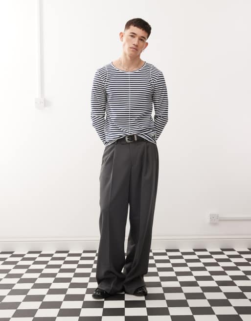 Cheap Monday x Landon Barker long sleeve t-shirt with back print in black and white stripe, 3 of 4