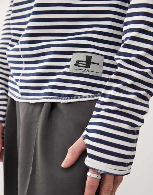 Cheap Monday x Landon Barker long sleeve t-shirt with back print in black and white stripe, 4 of 4