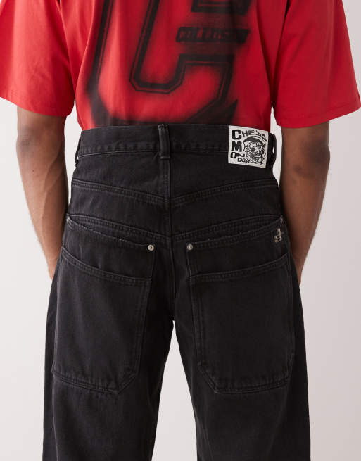 Cheap Monday x Landon Barker looser baggy jeans in washed black ASOS