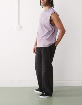 Cheap Monday X Landon Barker Looser Baggy Jeans With Swarovski Embellishment And Rips In Black