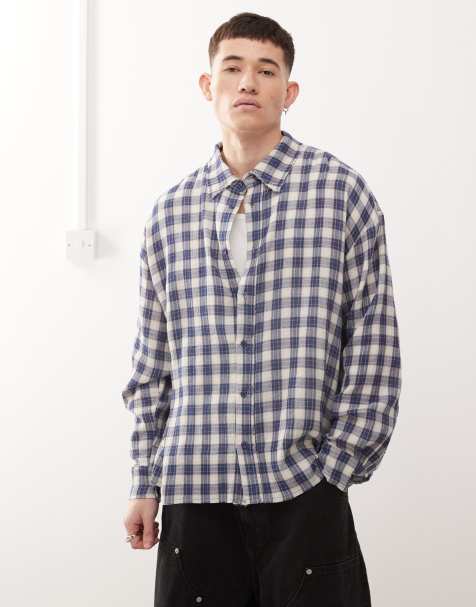 Cheap Monday x Landon Barker - Skjorte med blå/gule tern i firkantet pasform - view 1