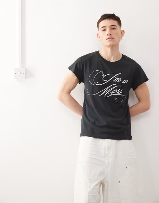 Cheap Monday x Landon Barker - Sort T-shirt med print på ryggen i firkantet pasform 