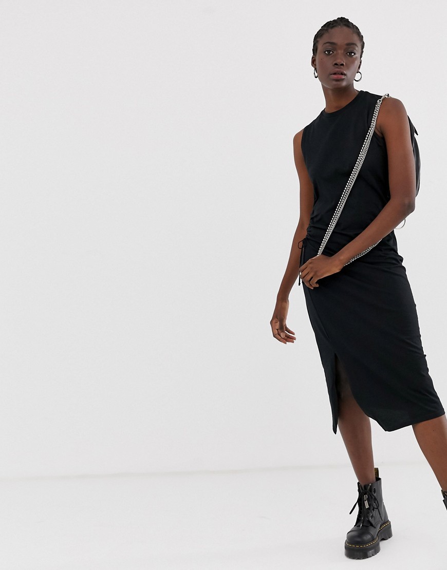 Cheap Monday - Yell - Midi-jurk met zijsplit-Zwart