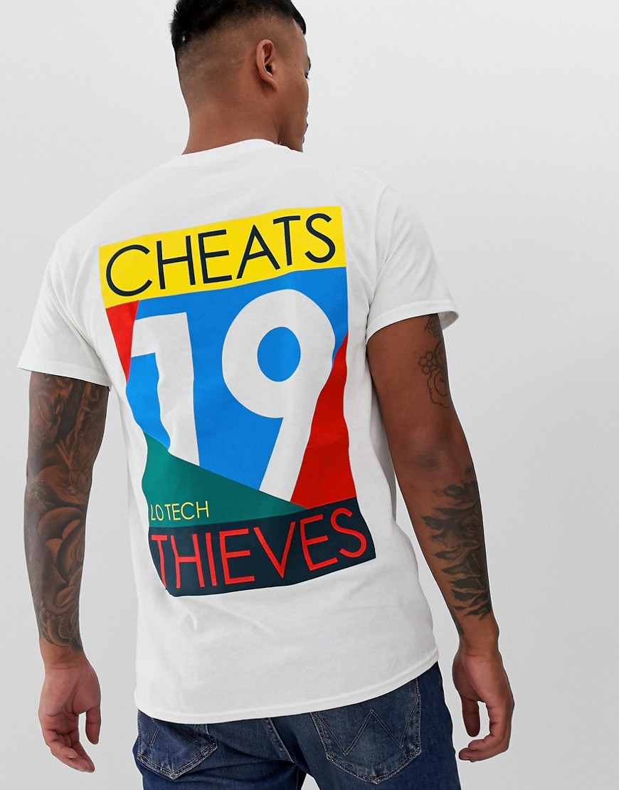 Cheats & Thieves 19 t-shirt med print på ryggen-Hvid