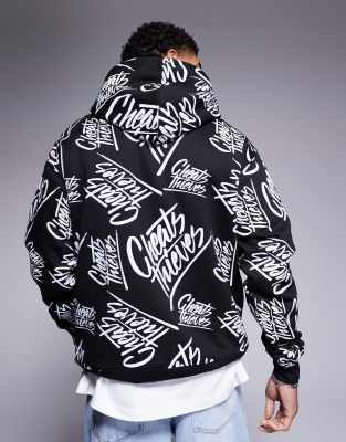 Cheats & Thieves All-over Logo Print 320gsm Hoodie In Multi