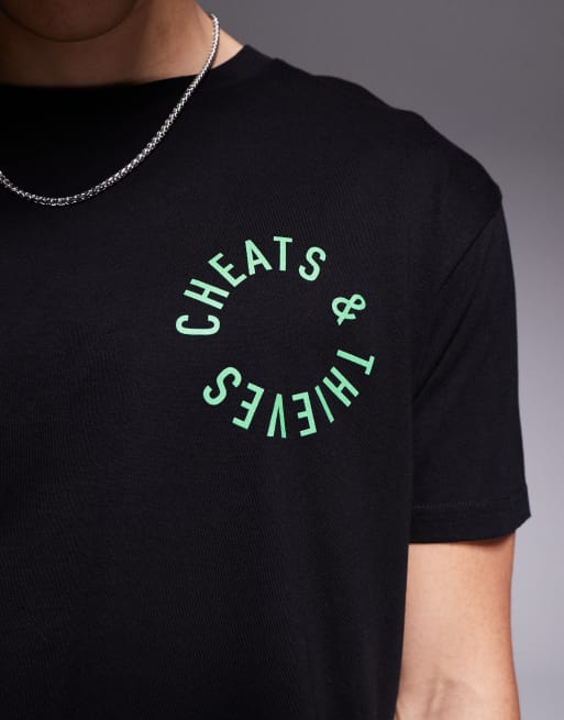 Cheats & Thieves logo back print 200gsm t-shirt in black | ASOS