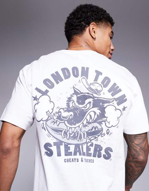 Cheats & Thieves – T-Shirt in Schwarz mit London-Town-Print am Rücken – 200 g/m² - view 1