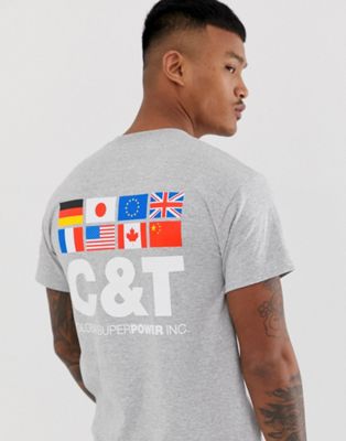 Cheats & Thieves - T-shirt met 'nations'-print op de rug-Grijs
