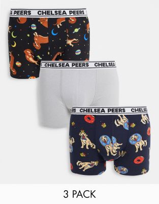Chelsea Peers 3 Pack Boxers In Dog Print-gray | ModeSens