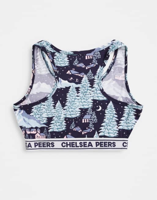 Chelsea Peers 3 pack bralet set in snowy mountain print, 2 of 4