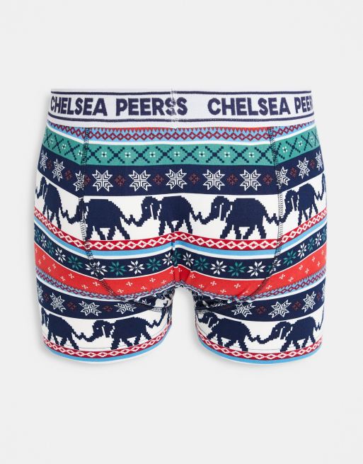 Chelsea Peers 3 pack fair isle boxers in navy | ASOS