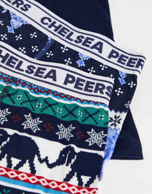 Chelsea Peers 3 pack fairisle boxers in navy | ASOS