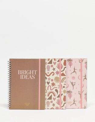 Chelsea Peers 3 pack notebooks in beige and pink print