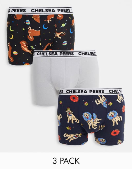 Chelsea Peers – 3er-Pack Boxershorts mit Hunde-Print