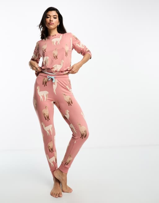 Chelsea Peers alpaca long pyjama set in pale pink