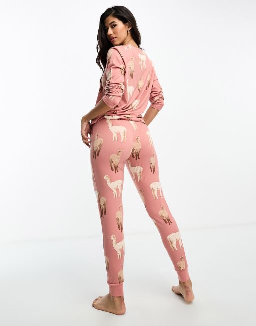 Chelsea Peers alpaca long pyjama set in pale pink