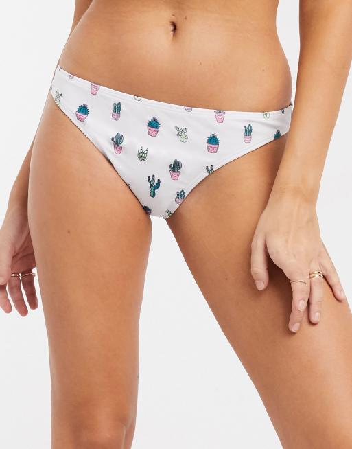 Chelsea Peers bikini bottom in cactus print WHITE ASOS