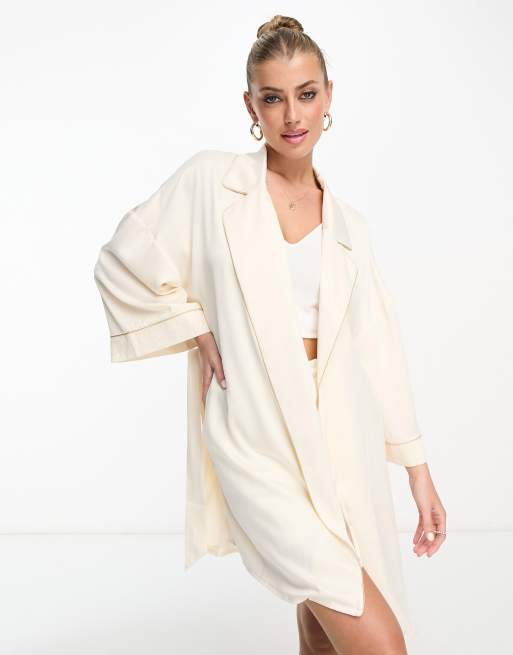 ASOS DESIGN bridal bride satin mini robe in white