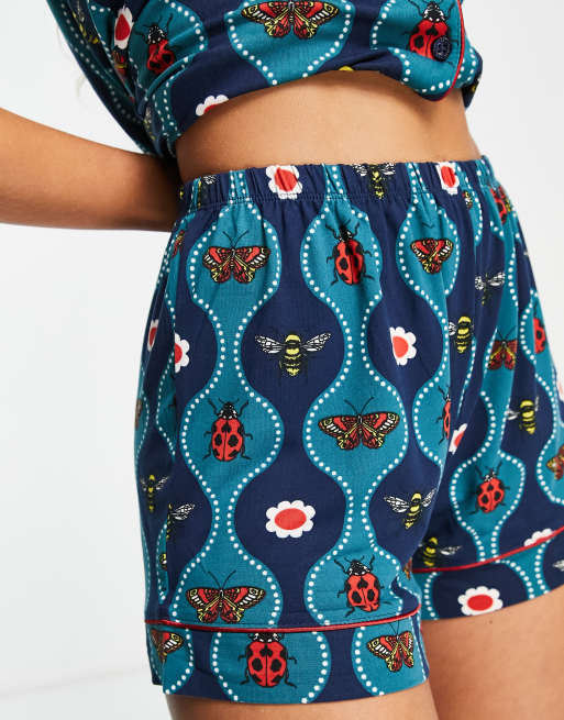 Chelsea Peers – Bunter Schlafanzug mit Kachelmuster mit Tiermotiven - Multi, 3 von 4