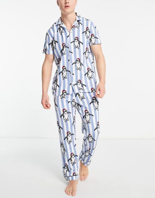 Blue and white online christmas pajamas