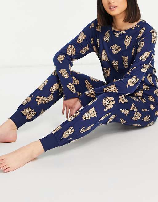 Chelsea Peers cockapoo long pyjama set in navy