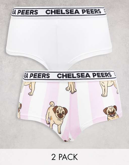 Chelsea Peers - Confezione da 2 boxer lilla e bianchi a righe con carlini