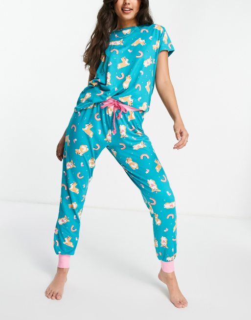 Chelsea Peers Corgi Dog Long Pyjama Set In Blue Lyst, 53% OFF