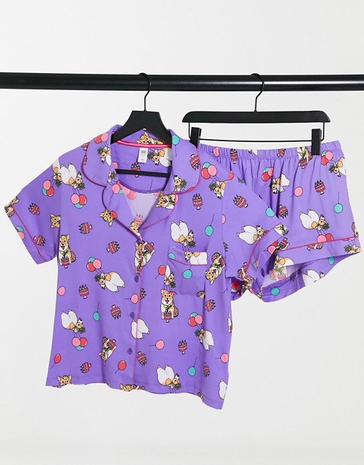 Chelsea Peers corgi short pyjama set