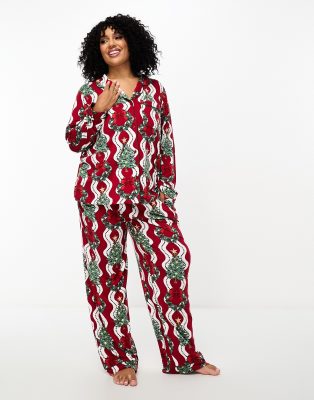 Chelsea Peers Curve Christmas print pajama set in multi